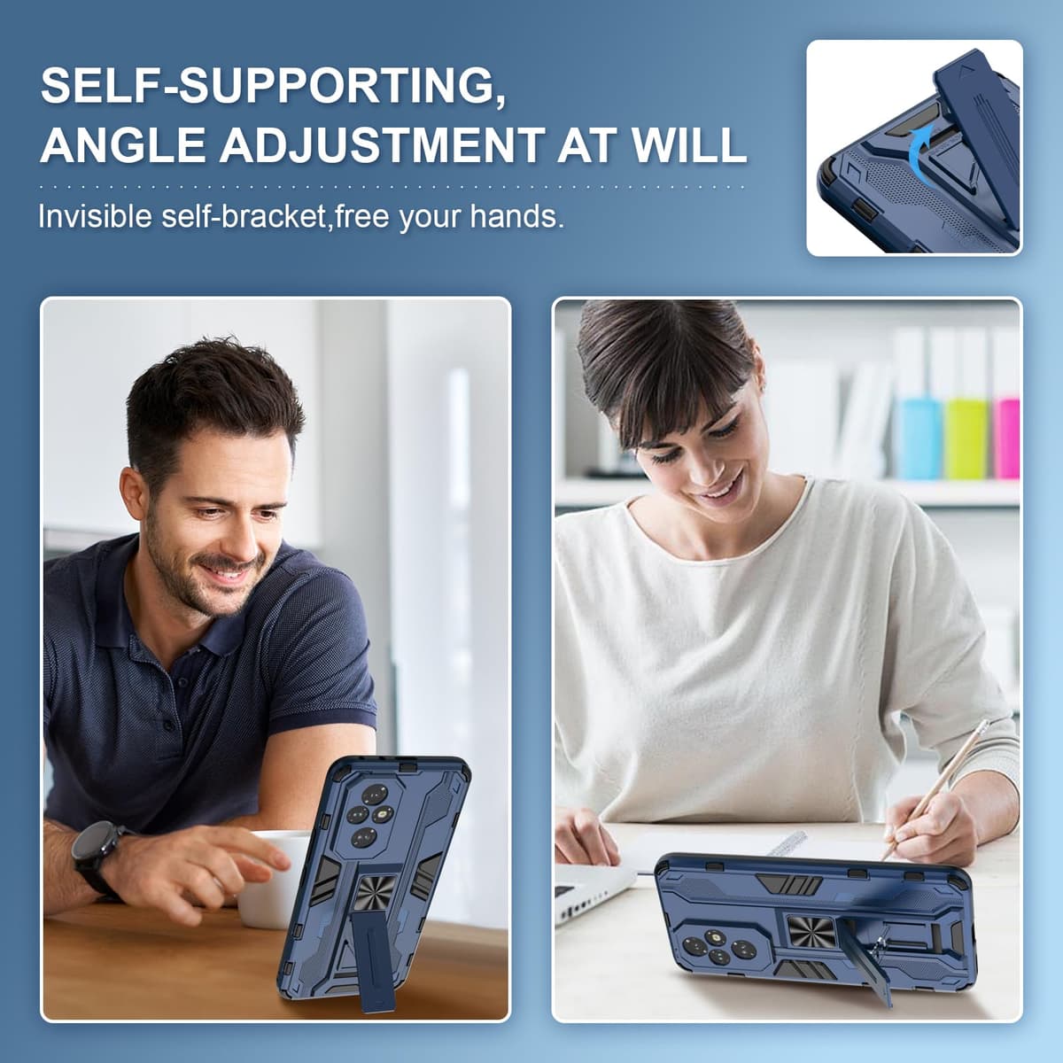 Funda para CMF Phone 2 Pro, Carcasa Antigolpes con Soporte anular metálico, Case Protectora de Grado Militar, Negro — view 546