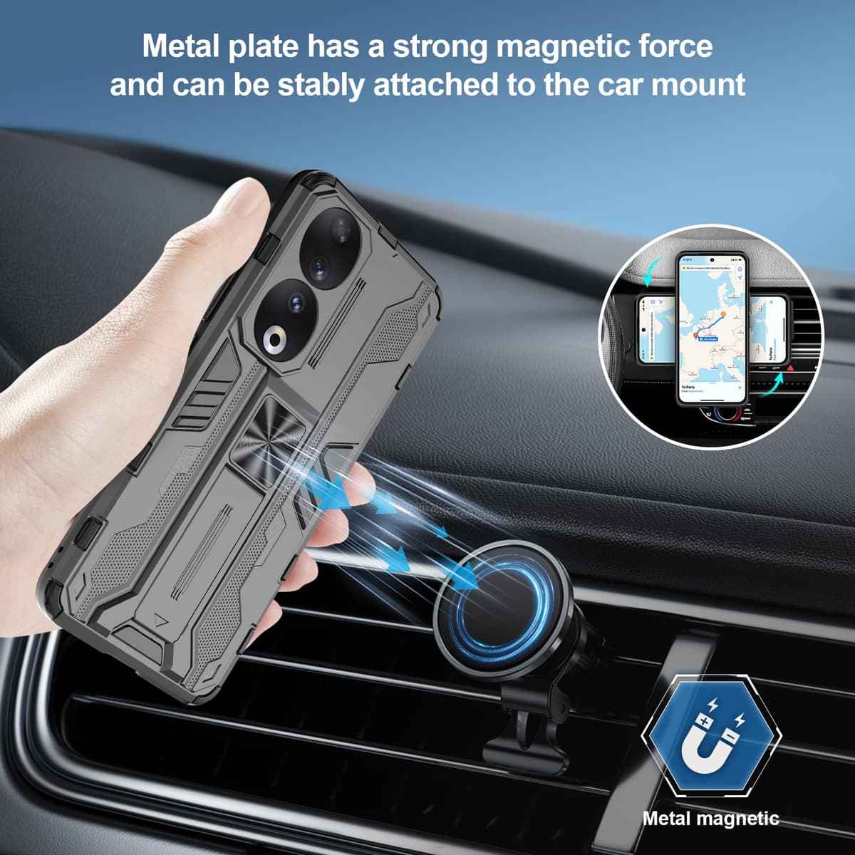 Funda para CMF Phone 2 Pro, Carcasa Antigolpes con Soporte anular metálico, Case Protectora de Grado Militar, Negro — view 1394
