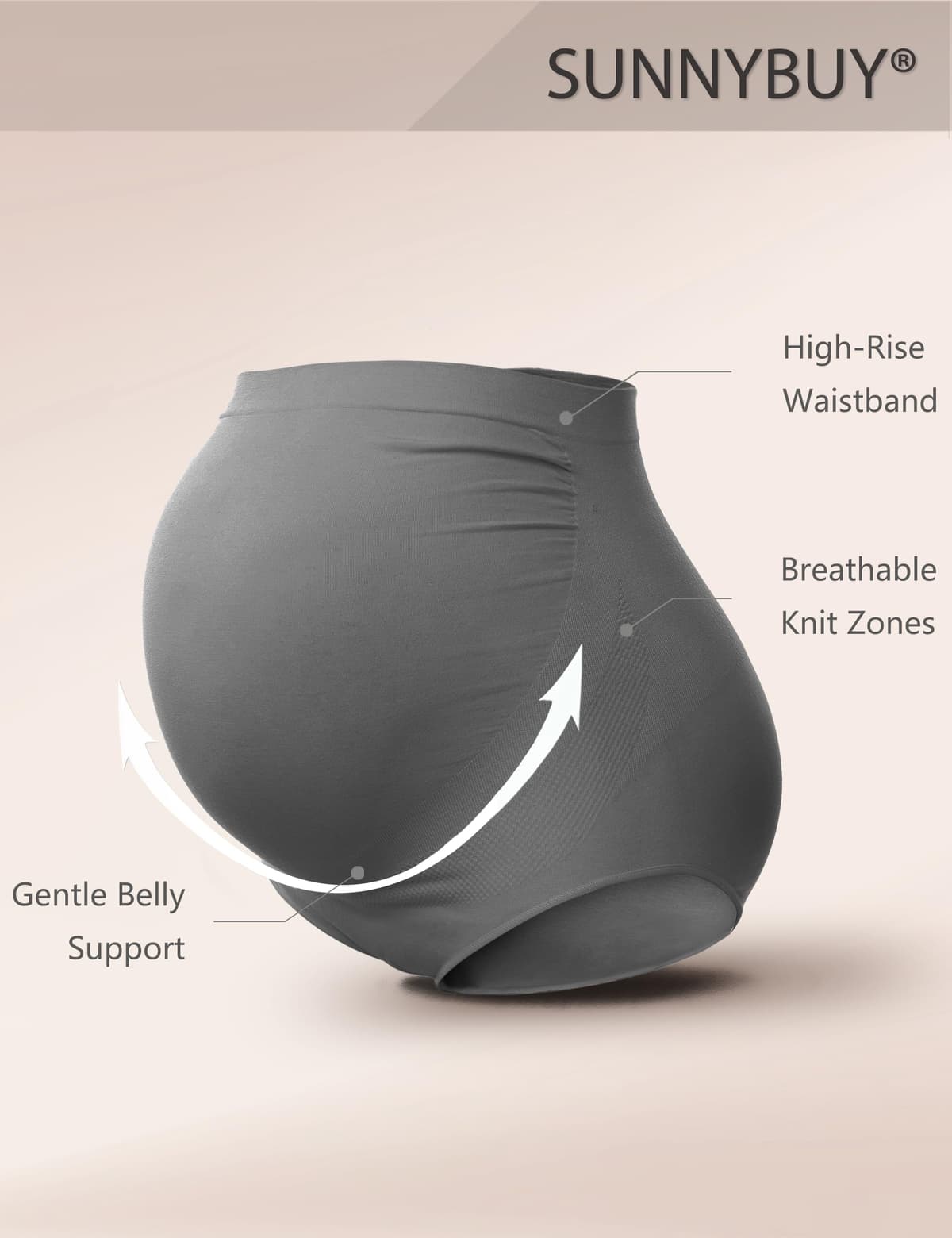 SUNNYBUY Women's Maternity High Waist Underwear Pregnancy Seamless Soft Hipster Panties Over Bump — view 3