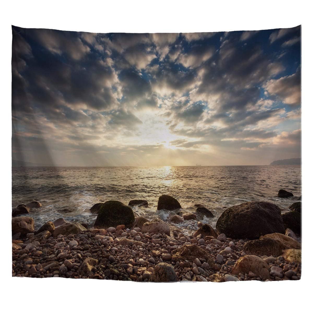 A.Monamour Mermaid And The Sailing Pirate Ship Art Print Fabric Wall Hanging Tapestry Wall Decors Window Curtains For Living Room Bedroom 180X200Cm/71"X80" — view 36