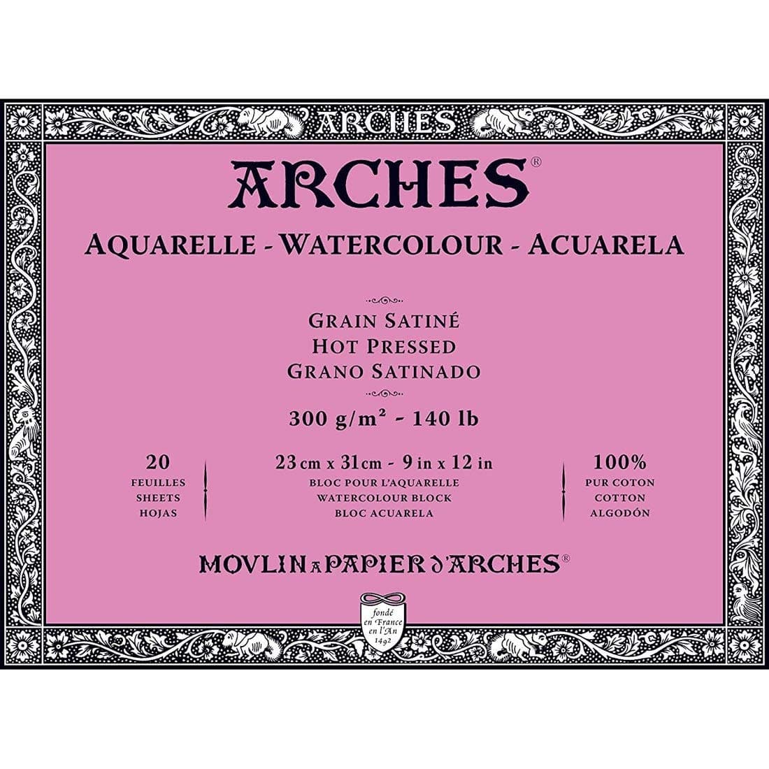 Arches - Papel de acuarela, bloc 12 hojas engomado 1 lado, grano fino, 300 g/m², 23 x 31 cm — view 24