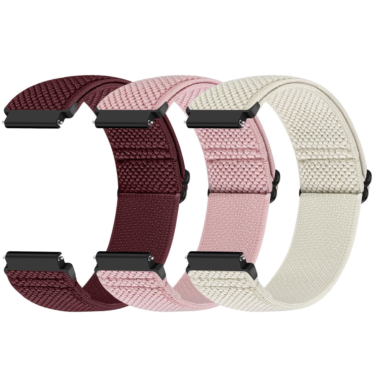 Yunshare Quick Release Watch Strap 18mm 19mm 20mm 22mm 24mm, Elastic Nylon Watch Bands Women Men for Samsung/Garmin/Fossil/Amazfit/Huawei/COROS/Xiaomi Replacement Wristband, 3pcs — view 10