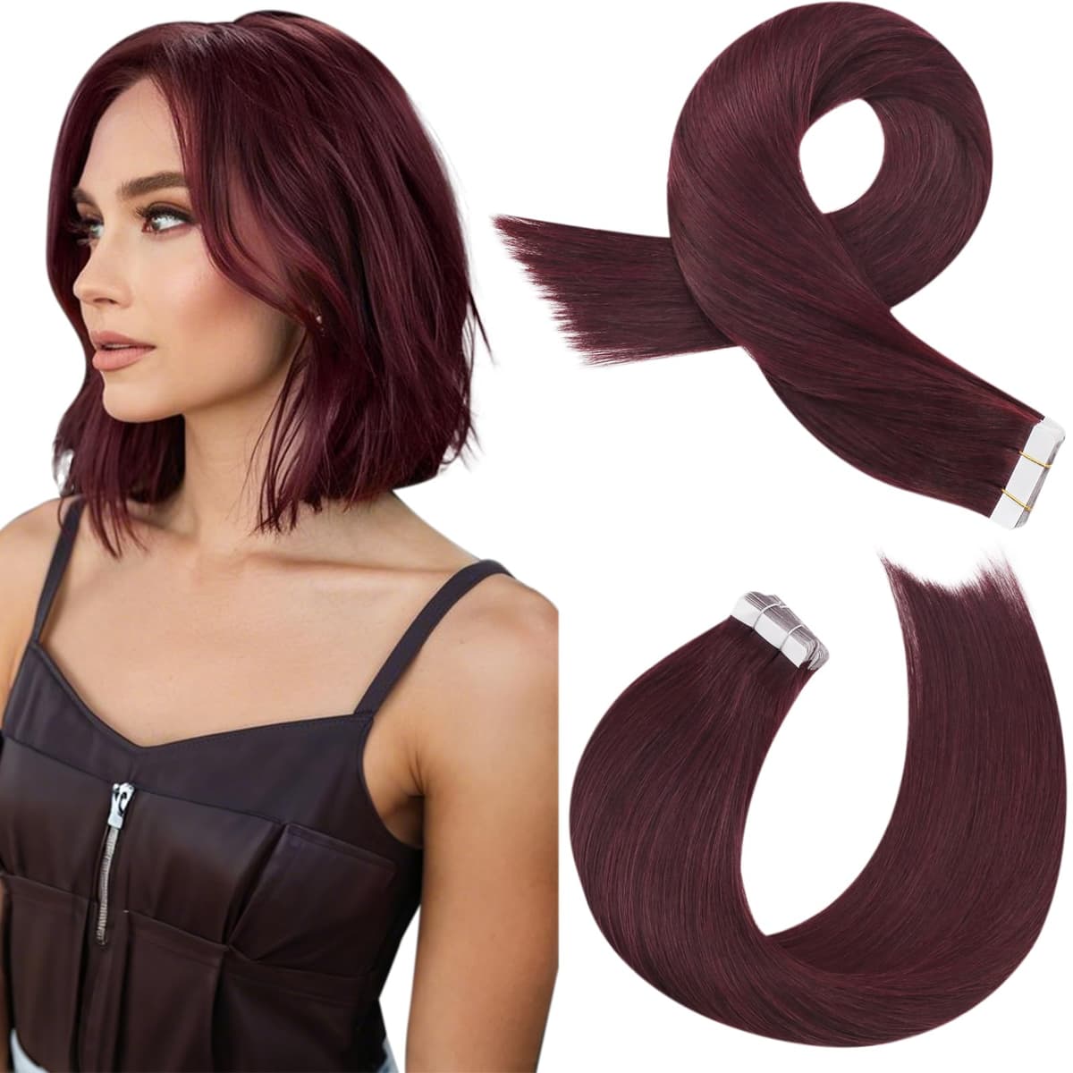 Moresoo Tape in Human Hair Extensions 20 Inch Highlight 50g/20pcs Tape in Hair Extensions Human Hair Ash Blonde with Platinum Blonde #P18/613 — view 59