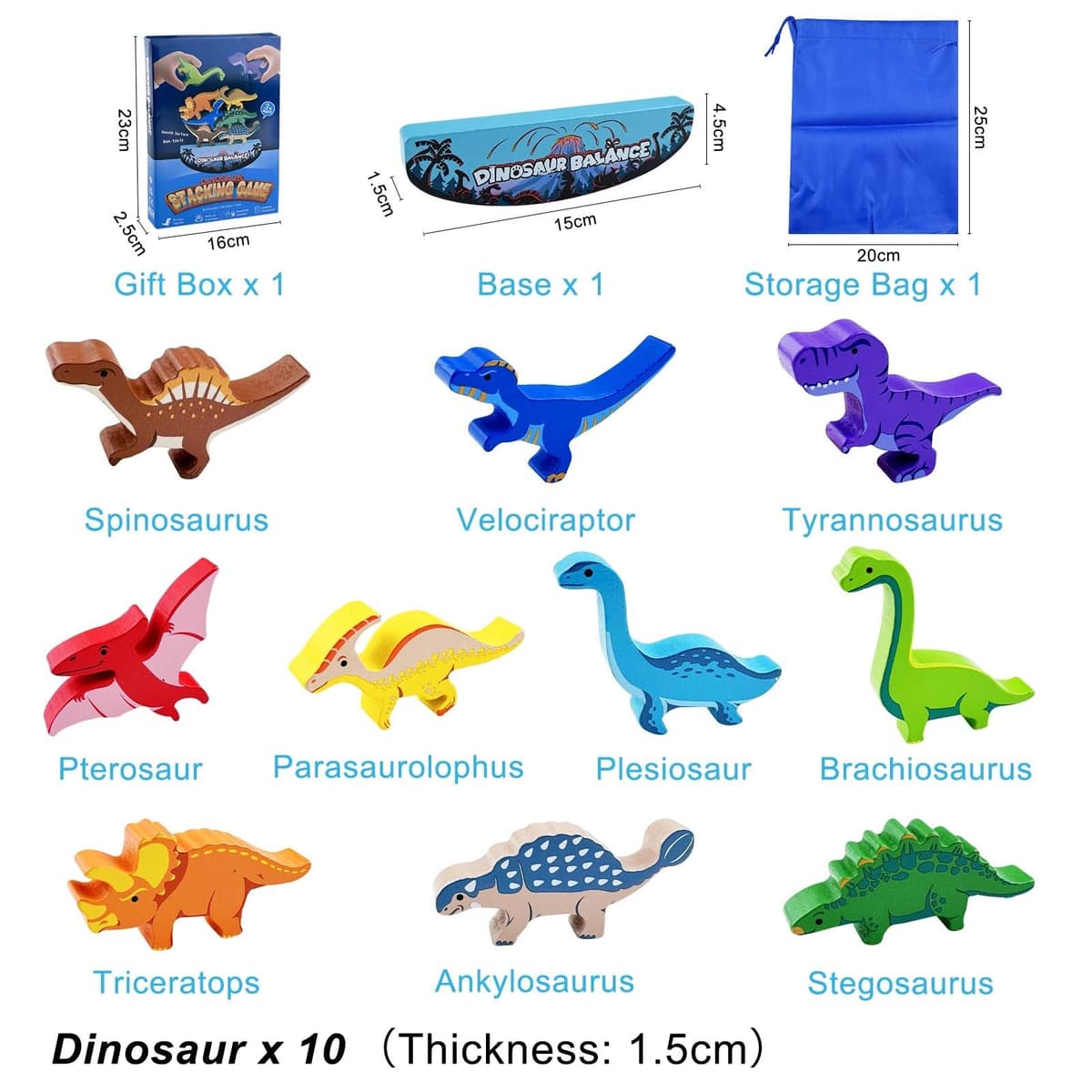 Fousenuk Juguetes de Motricidad Fina de Dinosaurios, Juguetes Montessori, Juguetes de Bloques de Construcción de Equilibrio, Bloques de Equilibrio de Madera, Juego de Apilamiento, para Niños 3+ Años — view 2
