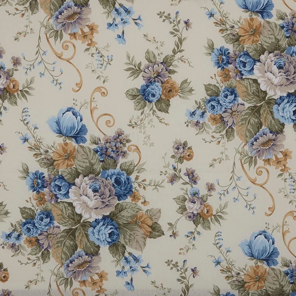 Kt KILOtela - Tela Loneta Estampada, Decoración, Tapizar, Cojines, Cortinas, Bolsos, Manteles, Costura Creativa, 100 cm Largo x 280 cm Ancho, Flores Sevilla, Rosa, Azul ─ 1 Metro — view 23