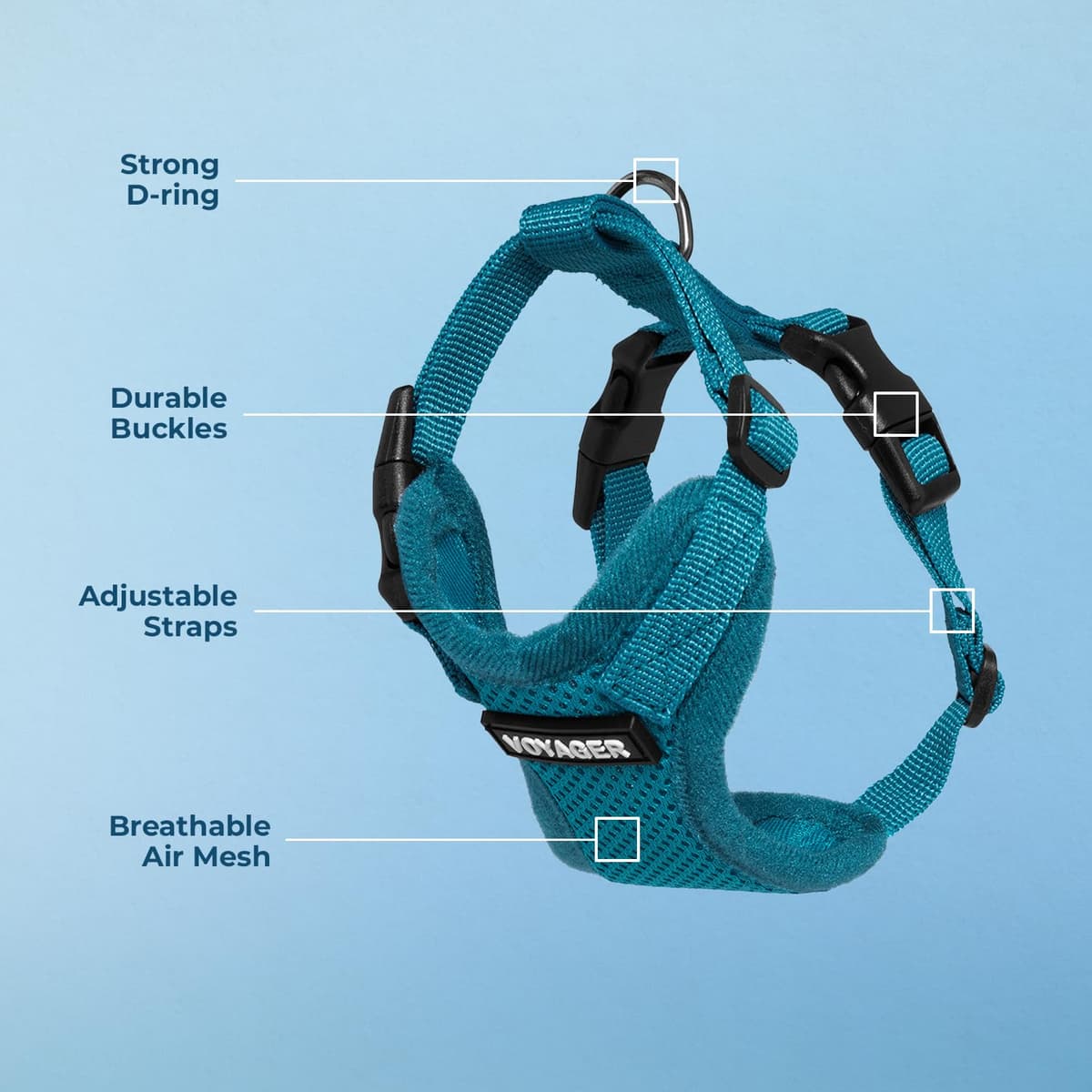 Best Pet Supplies Voyager Step-in Lock Pet Harness – All Weather Mesh, Adjustable Step in Harness for Cats and Dogs Turquoise (Matching Trim), XL (Chest: 22-36") — view 4