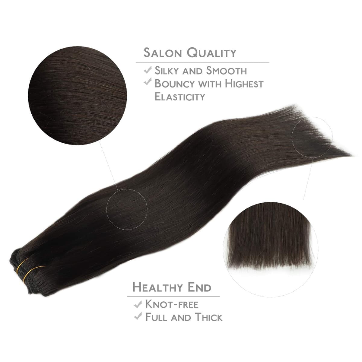 WENNALIFE Clip in Hair Extensions Human Hair 16 Inch 120g 7pcs Dark Brown Hair Extensions Clip in for Women Real Human Hair Double Weft Rallonge Cheveux Humain Extension Real Hair Extensions — view 4