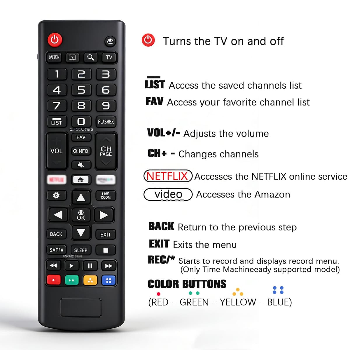 Mando para LG Smart TV, Mando Universal TV para LG LCD HD LED TV, Reemplazo Mando LG Smart TV-No Requiere Configuración-Sin Batería — view 2
