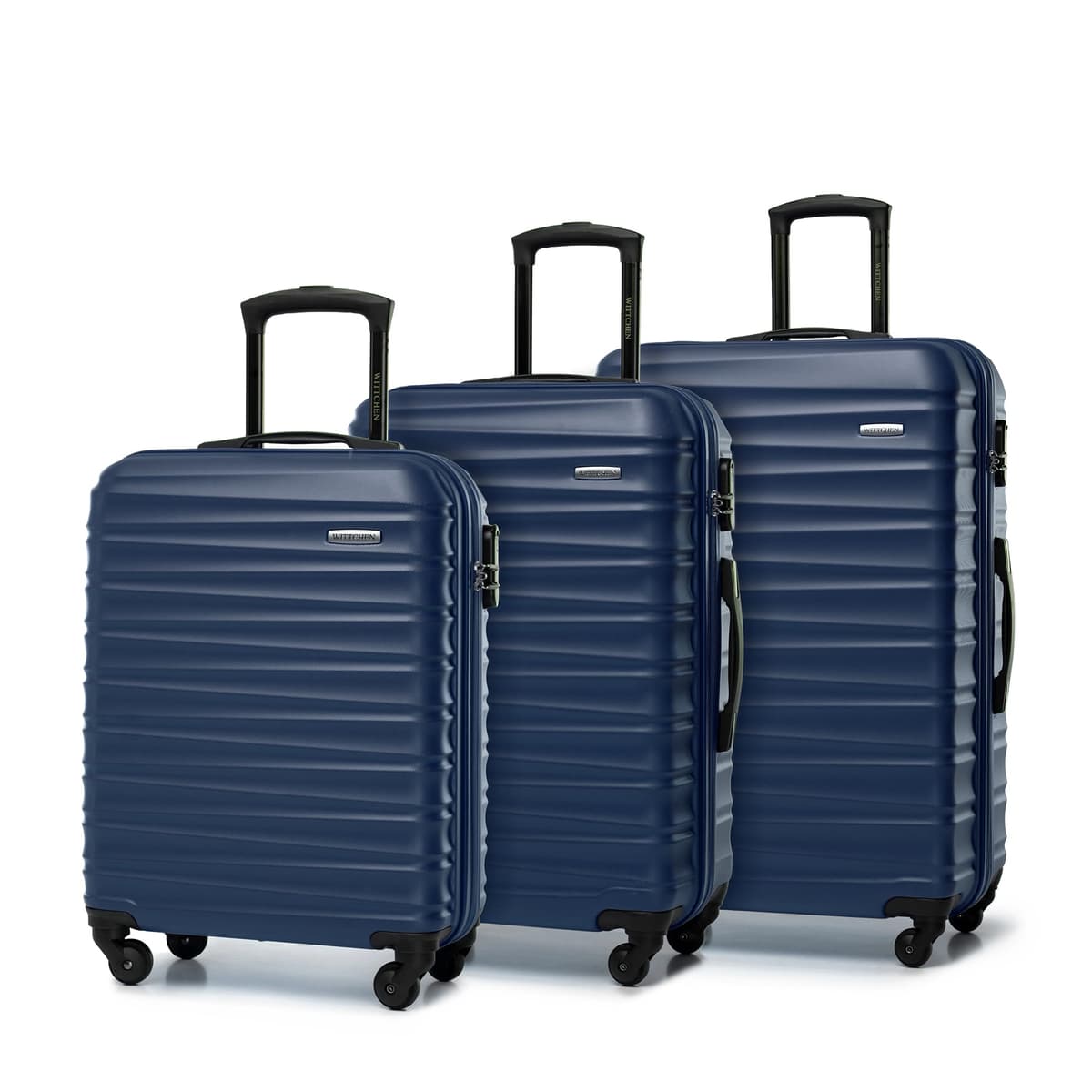 WITTCHEN Maleta Grande Trolley ABS rígido para facturación con 4 Ruedas giratorias Cerradura de combinación asa telescópica Groove Line Negro Ryanair/Vueling/Iberia/easyJet/Iberia Express — view 29
