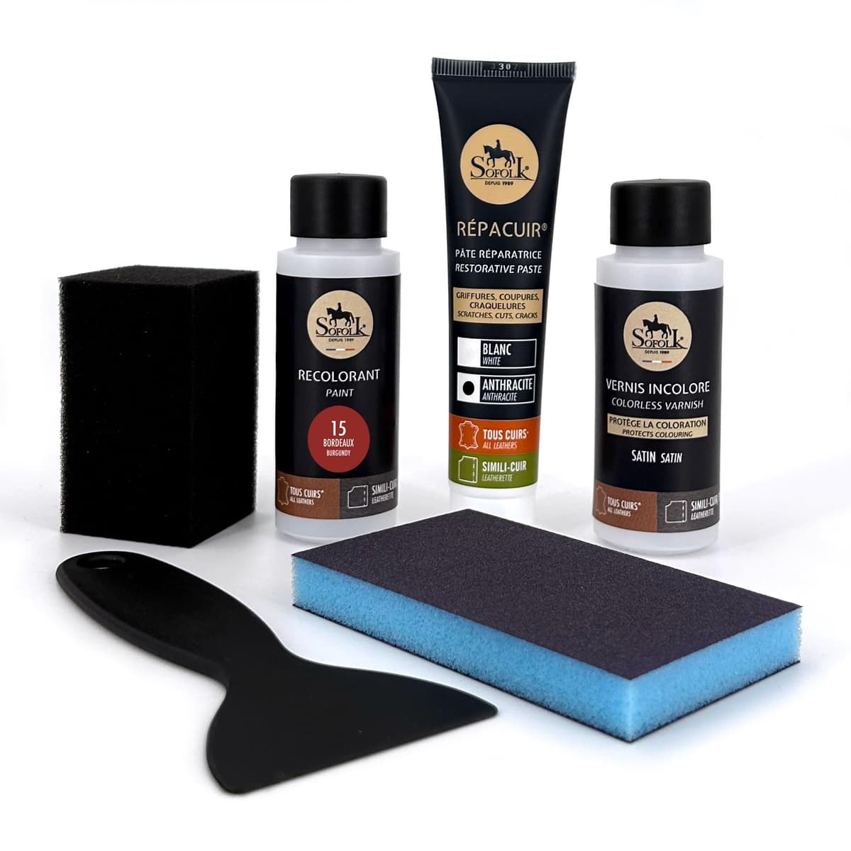 SOFOLK Kit de renovación de Cuero y Polipiel: reparación + Pintura + Pintura Protectora - Volante, Asiento de Coche, sillón, Zapatos (6-Off-White) — view 19