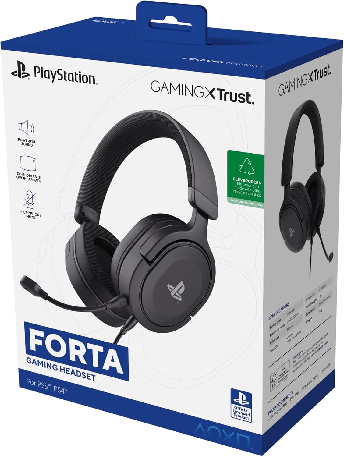 Trust Gaming GXT 498 Forta [Officially Licensed for PlayStation 5] Sustainable Gaming Headset for PS5 / PS4, 1.2m Cable, 50mm Drivers, Detachable Microphone, Wired Over-Ear Headphones - Black — view 10