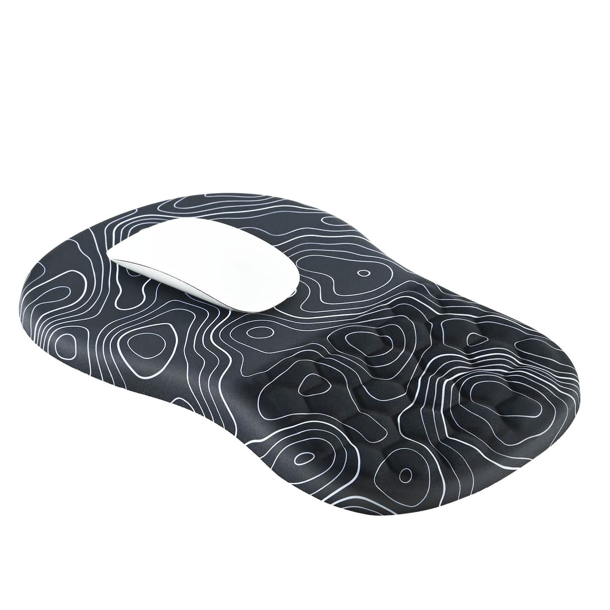 EooCoo Mouse Mat Wrist Support with Massage Design, Gaming Mouse Pad, Ergonomic Wrist Rest Pain Relief Mousepad with Smooth Lycra Surface & Non-Slip PU Base, Home Office PC Desk Accessories, Black — view 12