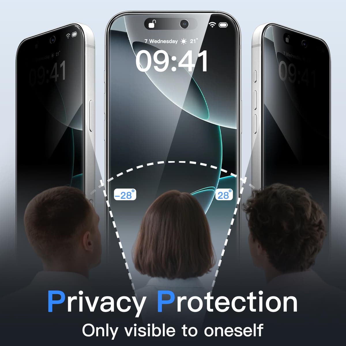 JETech Protector Pantalla de Privacidad para iPhone 16 Pro 6,3 Pulgadas, Antiespia Cristal Vidrio Templado con Marco de Instalación Fácil, 2 Unidades — view 3