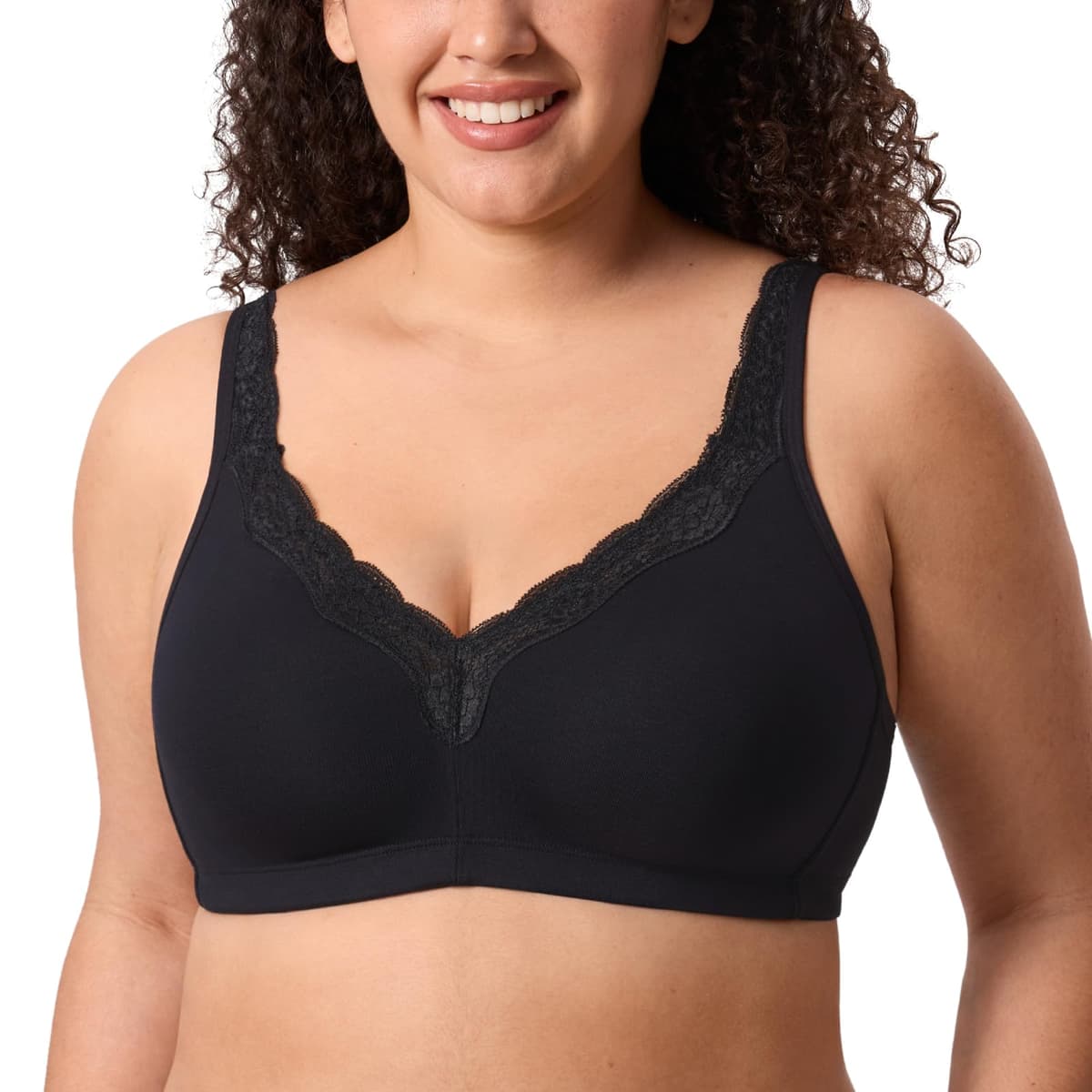 Delimira Women's Non Wired Bras Full Coverage Cotton Comfort Bra Plus Size Non Padded Soft Bras