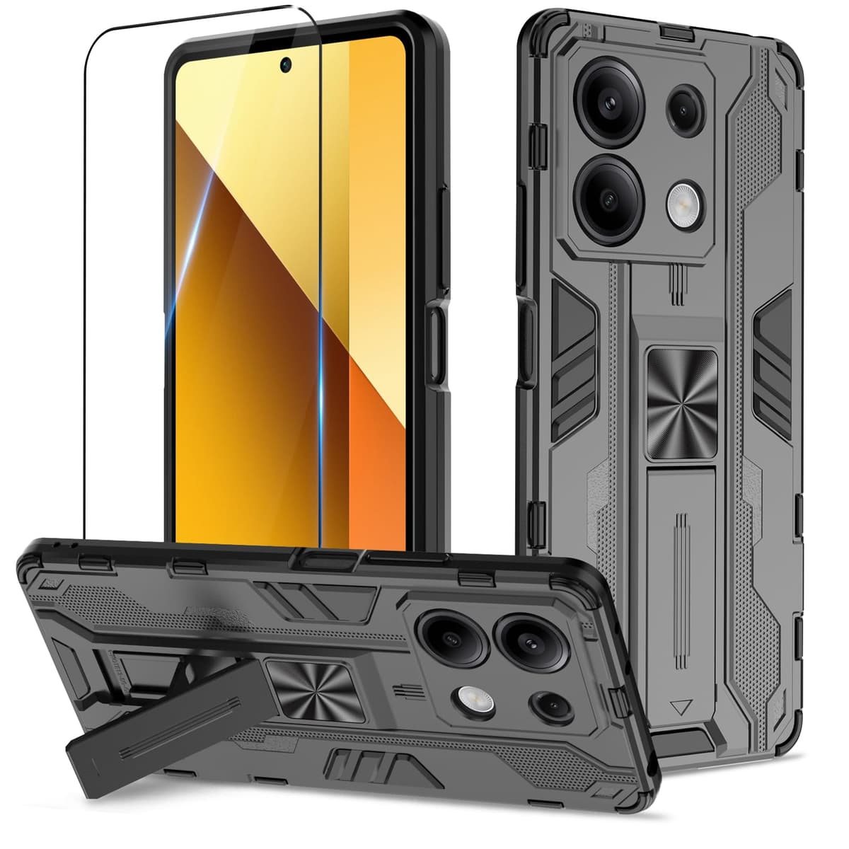 Funda para CMF Phone 2 Pro, Carcasa Antigolpes con Soporte anular metálico, Case Protectora de Grado Militar, Negro — view 1469