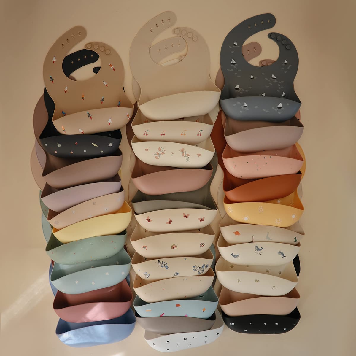 Mushie Baby Silicone Bib | Adjustable Fit Waterproof Bibs | Easy Wipe Baby Feeding Bibs | 4 Adjustable Sizes with Deep Front Pockets | 100% BPA and Phthalate Free — view 8
