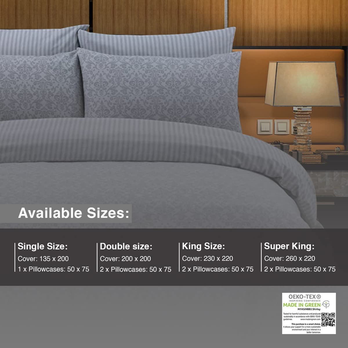 DTEX HOMES Double Duvet Set 100% Pure Cotton Reversible Printed Hotel Quality Duvet Cover Ultra Soft Easy Care double bedding Set Super Soft and Luxury Duvet Cover Sets (Balia Silver) — view 7