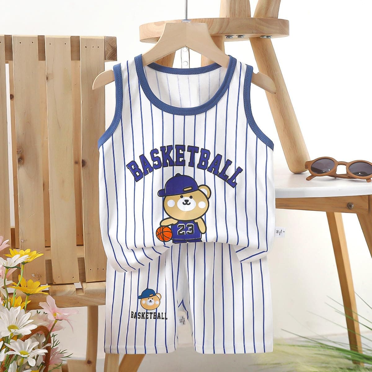 XM-Amigo 8 Piezas/4 Conjuntos Top sin Mangas y Pantalones Cortos para Niños y Bebés Varones 3 Meses-7 Años Camisetas sin Mangas Verano — view 5