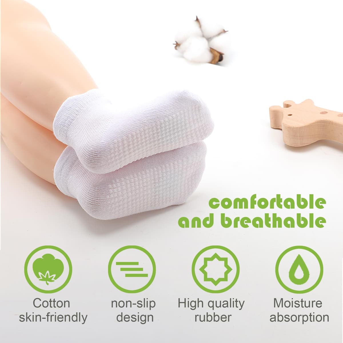 DRESHOW Calcetines Tobilleros Antideslizantes con Suelas Antideslizantes para Bebés Niños Pequeños Niños Niñas — view 4