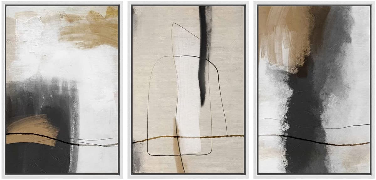 SIGNWIN Framed Canvas Print Wall Art Set Coastal Serenity Abstract Seaside Illustrations Modern Art Decorative Rustic Calm/Zen for Living Room, Bedroom, Office - 24"x36"x3 Natural — view 89