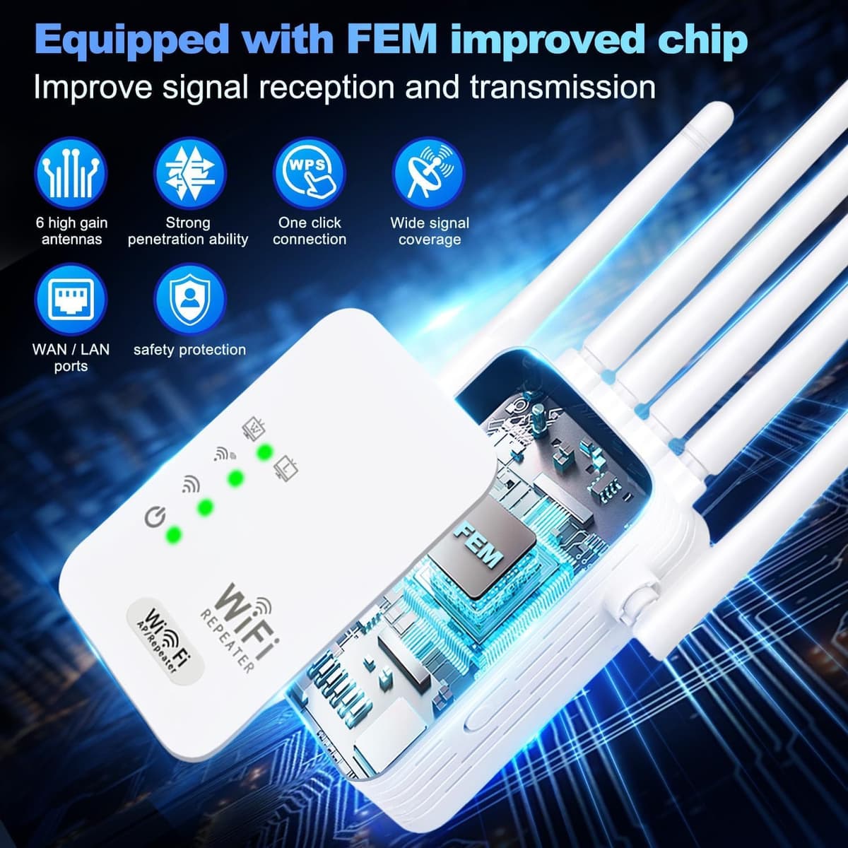 Repetidor WiFi 1200 Mbps,Amplificador y Extensor de Señal Inalámbrica Dual Band (2,4 GHz/5 GHz), Puerto LAN,Modo Punto de Acceso, Fácil de Instalar,Compatible con Todos los Modems y Routers para Hogar — view 2