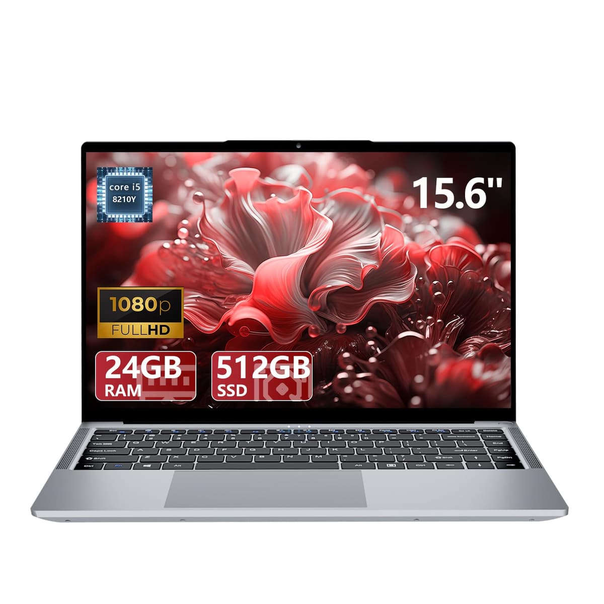 Tunhail Ordenador portatil 15.6", Core i5 hasta 3.6GHz, PC Portátil 24GB RAM 512GB SSD, Win 11 Laptop, Pantalla IPS FHD 1920x120,Type-C, USB3.0, HDMI, BT5, WIFi5, para Estudio y Trabajo