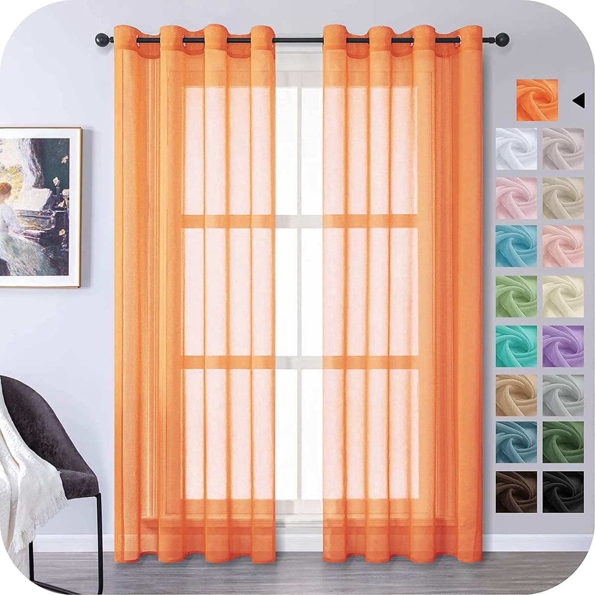 MRTREES Cortina para Ventana Dormitorio Translúcidas Visillos Paneles para Ventanas Sala para Niños Sala Comedor 2 Piezas 140×245cm Blanco — view 54