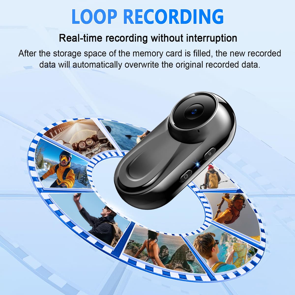 Thumb Action Camera 1080P, 512G Mini Body Camera with Magnetic & 360° Clip, Tiny Portable Vlogging Sports Cam Mount Anywhere, Hands-Free Video Recorder for Motorcycle/Travel/Bike(SD Card Not Included) — view 5