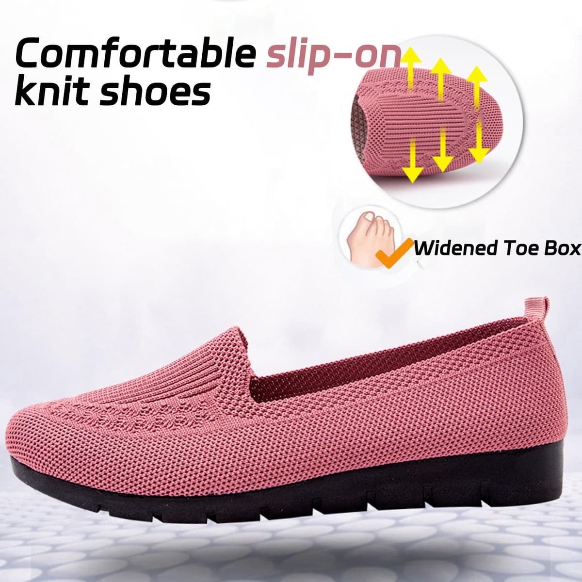 Women's Orthopedic Loafers Slip On Walking Shoes - Breathable Knit Mesh & Non-Slip Soft Sole, Lightweight Arch Support Comfort Flats for Work Travel — view 5