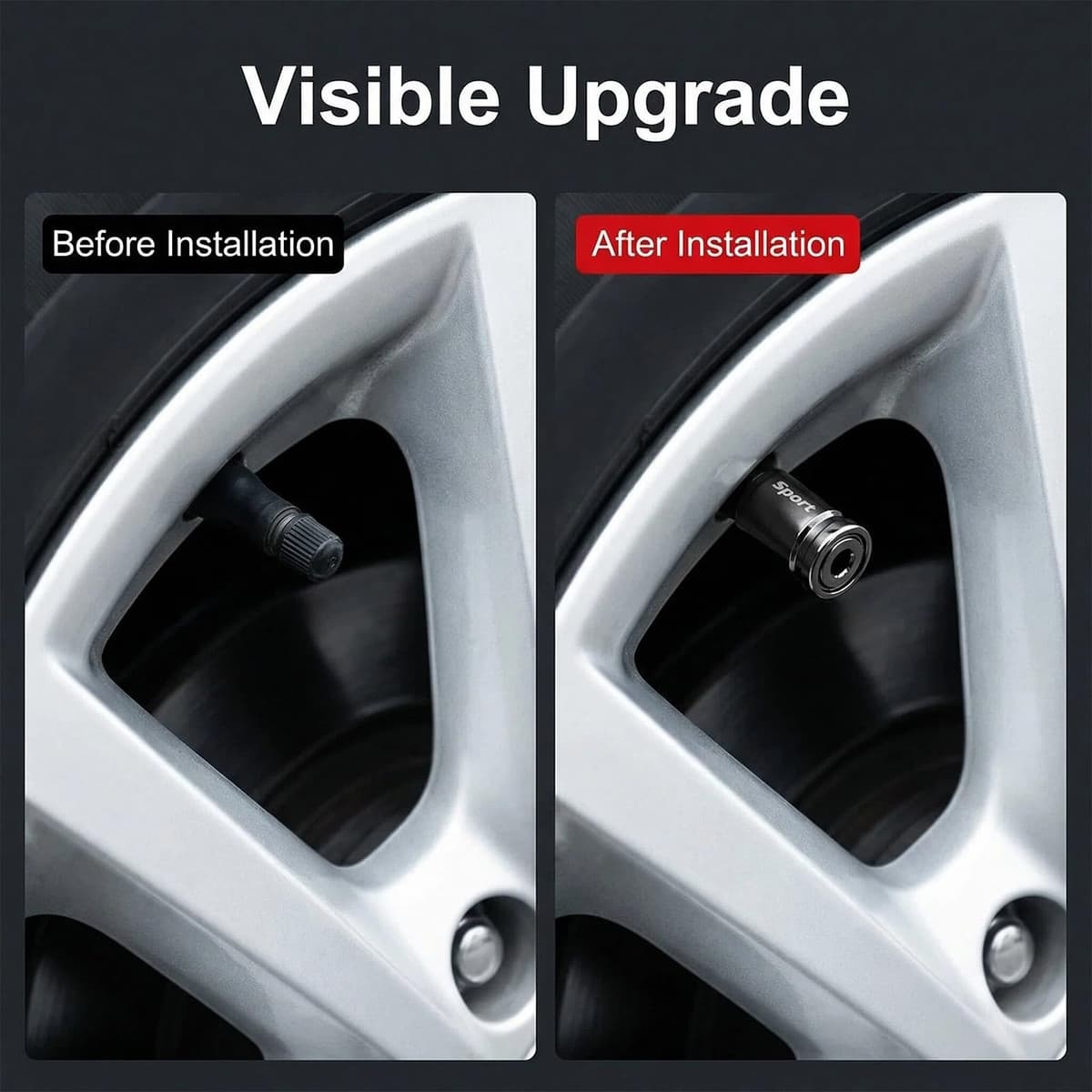 5 Piezas Metal Tapas Válvula de Neumático para Coche, Tapones Válvula Antirrobo Universales para Automóvil, SUV, Camiones, Motocicletas, Tapas Válvulas de Aire con Anillo de Sellado y Llave Incluida — view 4