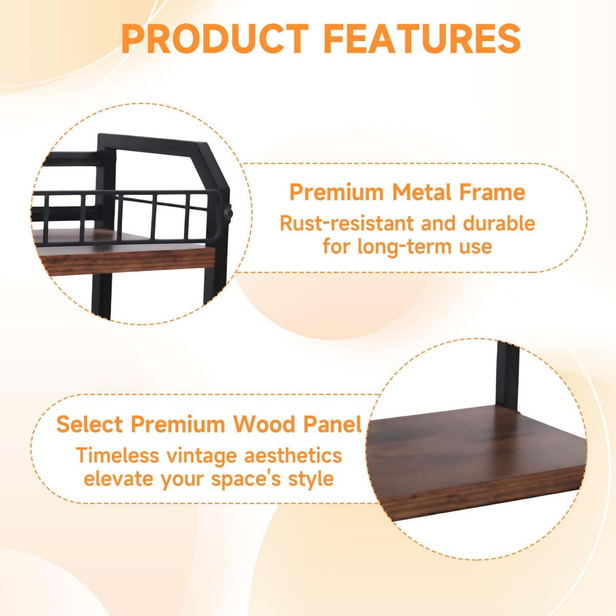 2-Tier CD Storage Rack & Tower, Vinyl Record & CD Holder with Display Shelf, Industrial Retro Wood & Iron Organizer for LPs, CDs, DVDs, Games, Magazines, Space-Saving Desktop CD Stand — view 4