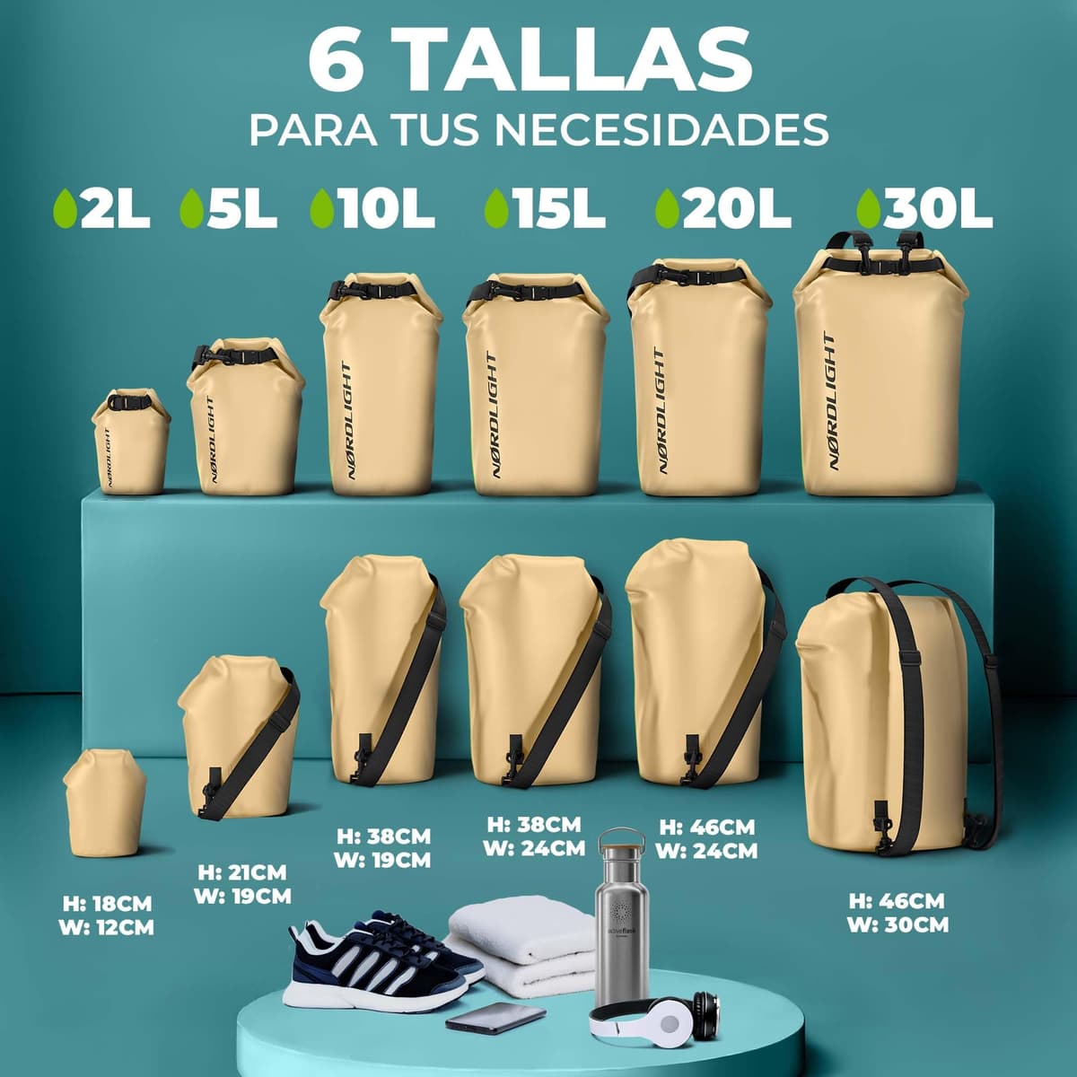 Nordlight Mochila Impermeable Roll Top 25L - Hybrid 25" | Bolsa Seca Con Compartimento Para Portátil De 15 Pulgadas, Bolsillos Exteriores E Interiores, Sistema De Transporte Acolchado — view 3