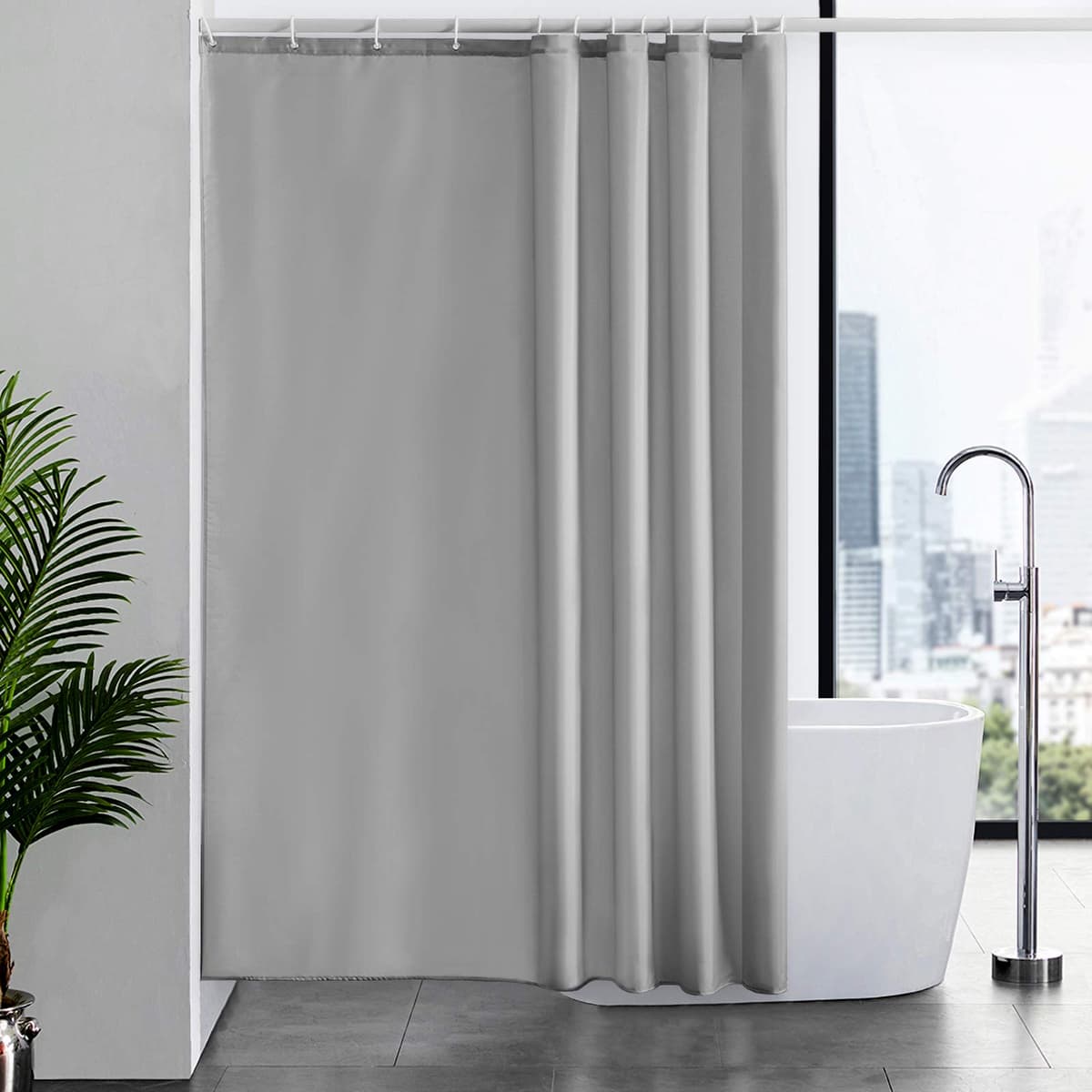 Furlinic Cortina Ducha 200x200cm Antimoho Impermeable Lavable Blanco Tela Poliéster Grandes Cortinas de Baño con 12 Aros de Cortina Ducha. — view 119