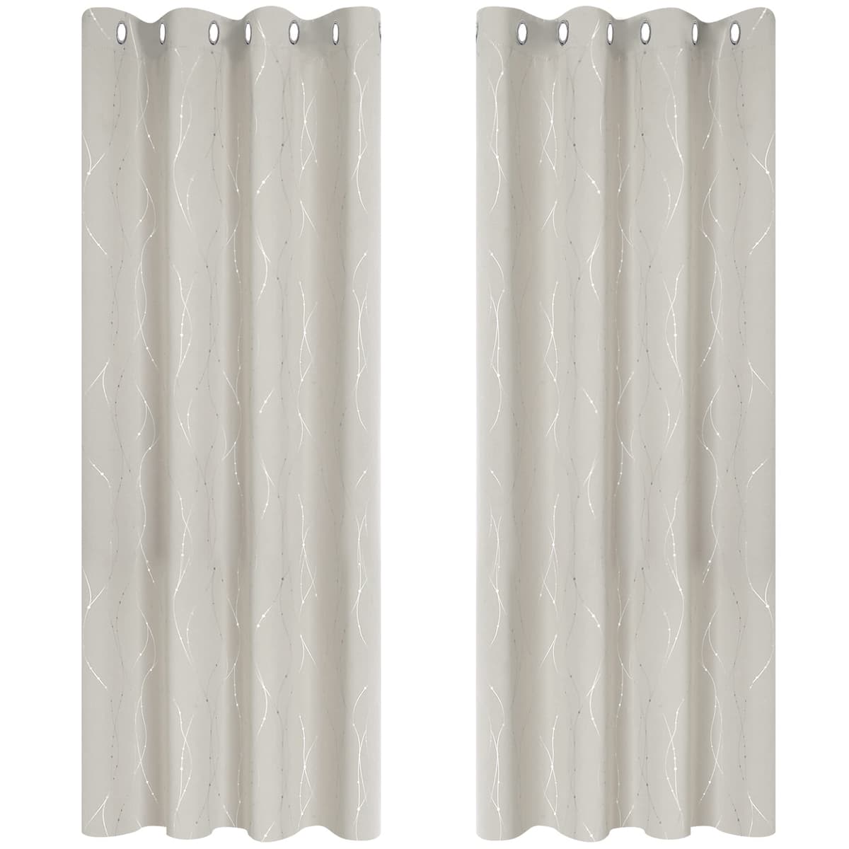Deconovo Soft Dotted Line Foil Printed Blackout Curtains Thermal Insulated Curtains Eyelet Energy Efficiency Room Darkening Curtains for Bedroom 52 x 72 Inch Light Grey 2 Panels — view 73