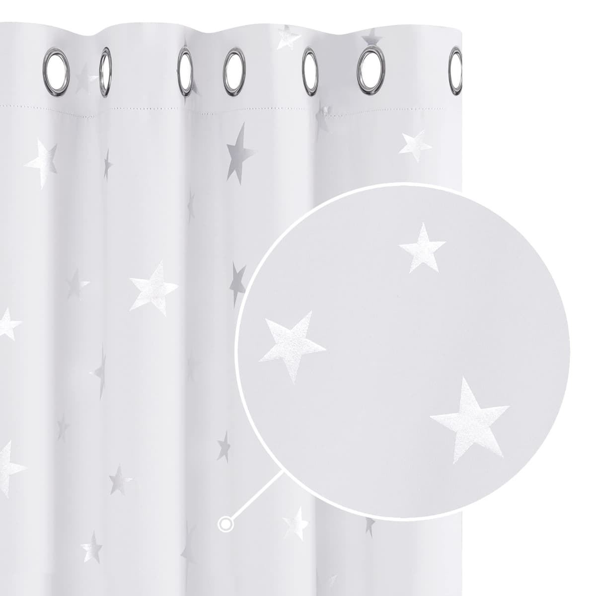 Deconovo Navy Blue Curtains for Living Room Super Soft Thermal Insulated Star Foil Printed Eyelet Blackout Curtains 46 x 54 Inch 2 Panels — view 26