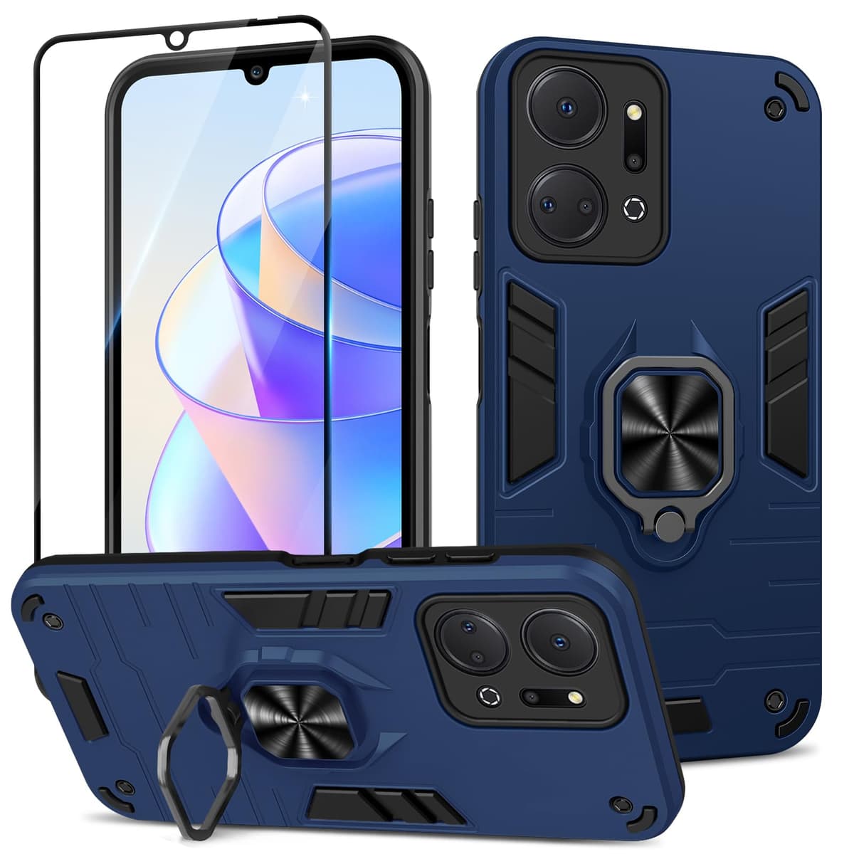 Funda para CMF Phone 2 Pro, Carcasa Antigolpes con Soporte anular metálico, Case Protectora de Grado Militar, Negro — view 813