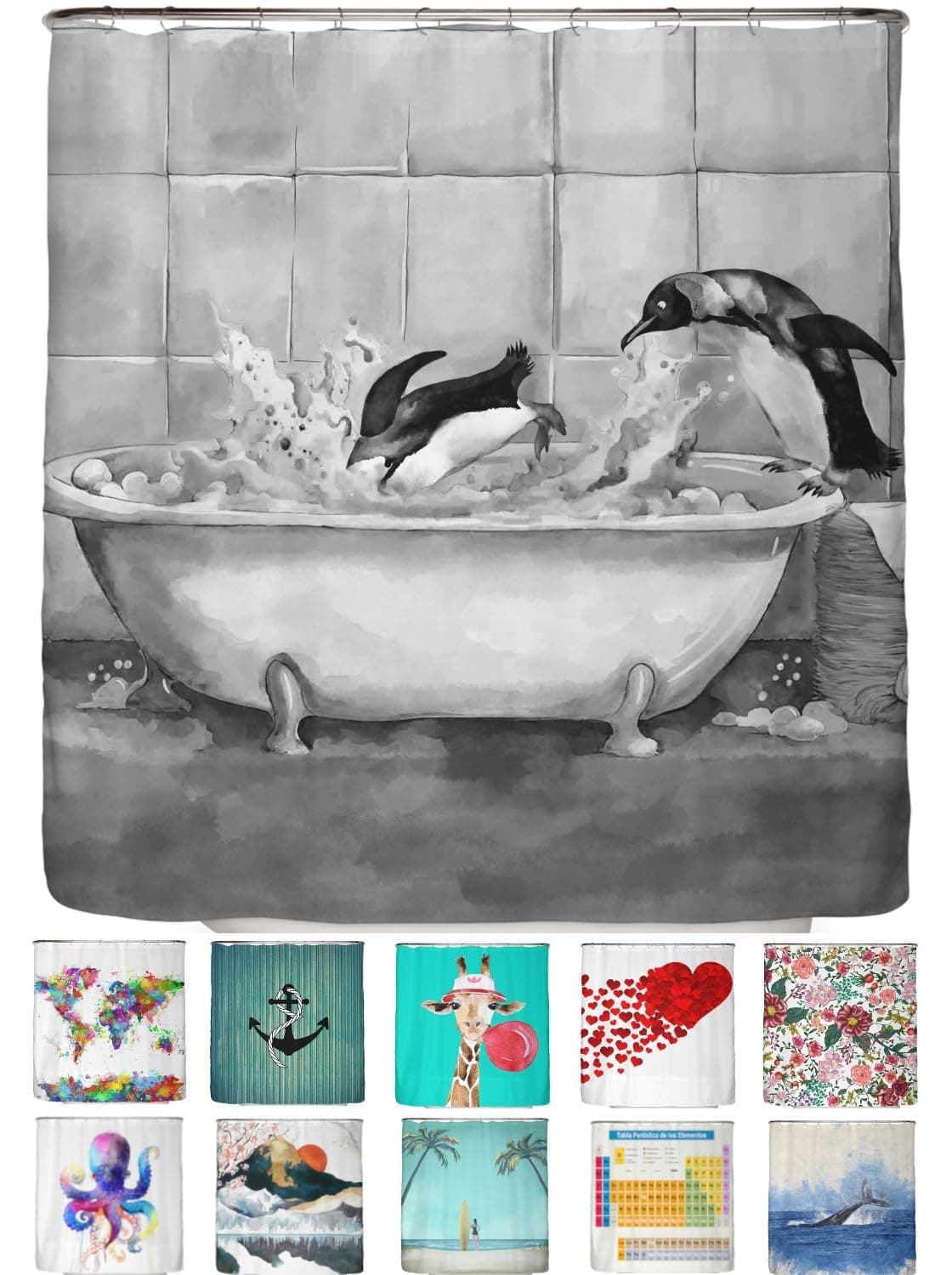 arteneur® - Cortina de Ducha 180x200 - Cortina de Baño Antimoho de Tela, Impermeable, Lavable y Opaco con Dobladillo Ponderado y Anillas (Tabla Periódica Española) — view 133