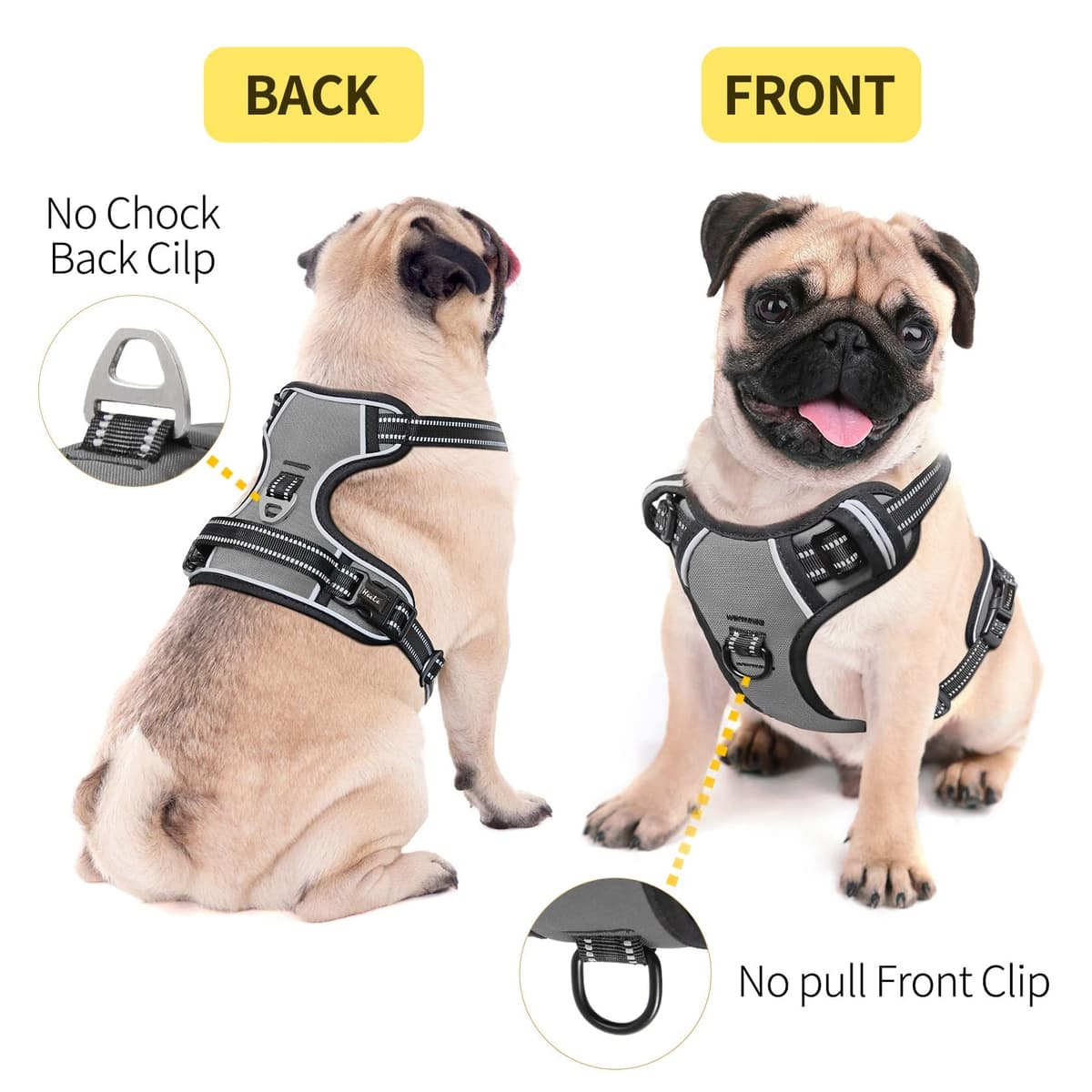 HEELE Dog Harness Medium No Pull Dog Vest Harness with Soft Handle Reflective Pet Harness for Outdoor Training Walking, Black, M — view 254