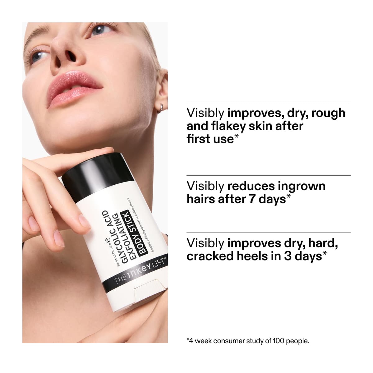 The INKEY List Glycolic Acid Exfoliating Body Stick 45g, Multiple Concerns, One Targeted Solution, Delivers Deep, Effective Exfoliation, Fragrance Free, Suitable For All Skin Types — view 5