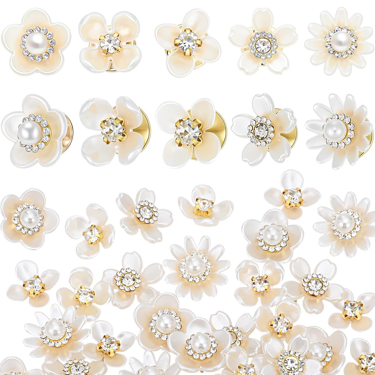 Trnayi 50 Pcs Junk Socks Charms Kit Sparkly Brooches Pins for Women Socks, Pearls Rhinestones Brooch Jewelry with Safety Pins, DIY Accessories Bulk for Clothing Hat Shoe Sneakers Bags