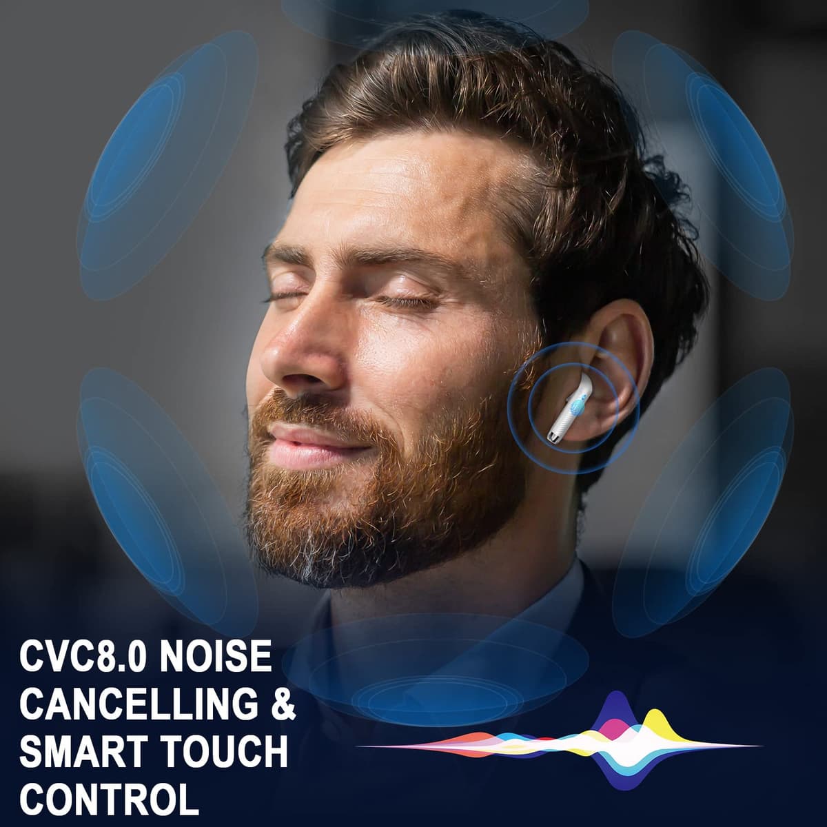 Wireless Earbuds, Bluetooth 5.4 Headphones in Ear with 4 ENC Noise Cancelling Mic, Bluetooth Earbuds 40Hrs Playtime, HiFi Stereo Deep Bass Wireless Earphones, IP7 Waterproof USB-C Fast Charge White — view 2