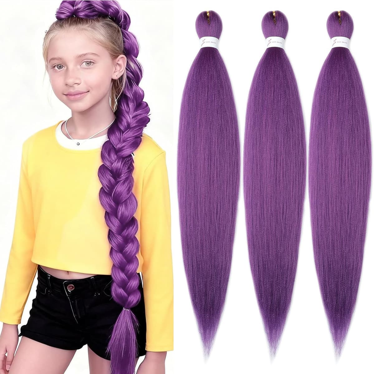 YDDM Capelli Per Treccine Africane Azul Extension Treccine Texture Yaki Easy Install per Principianti 26 Pollici 3 Pezzi Capelli Leggeri e Naturali per Box Braids, Twist e Crochet — view 48