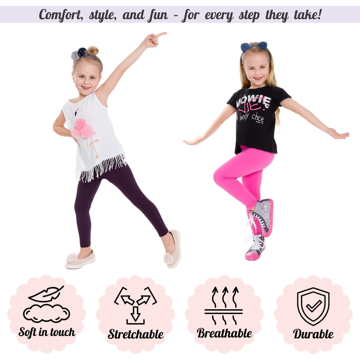 FUTURO FASHION Girls Children Full Length Plain Cotton Leggings Cycling Casual Wear Infant Trousers Leggings Solid Tights Pants for Kids — view 2