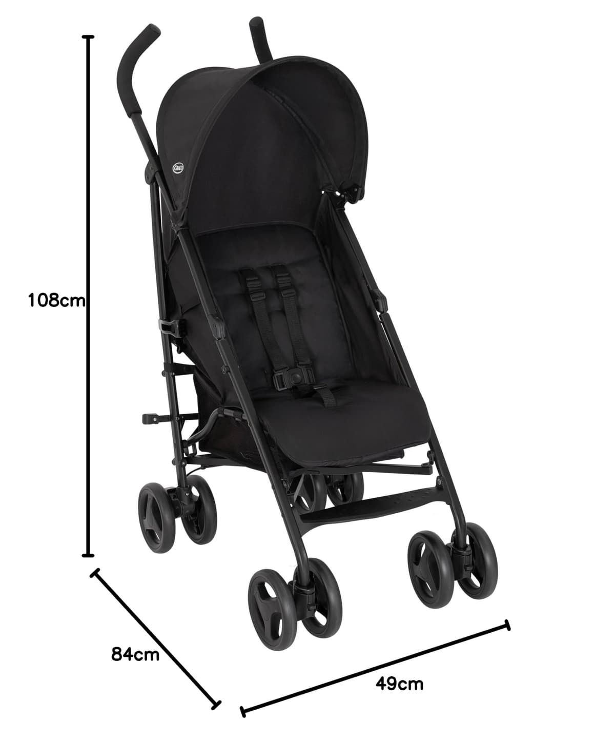 Graco EZLite, ultimate easy-to-use lightweight stroller at only 6.6kg for on-the-go families. Suitable from birth to approx. 3 years (15kg), Midnight fashion, Black — view 5