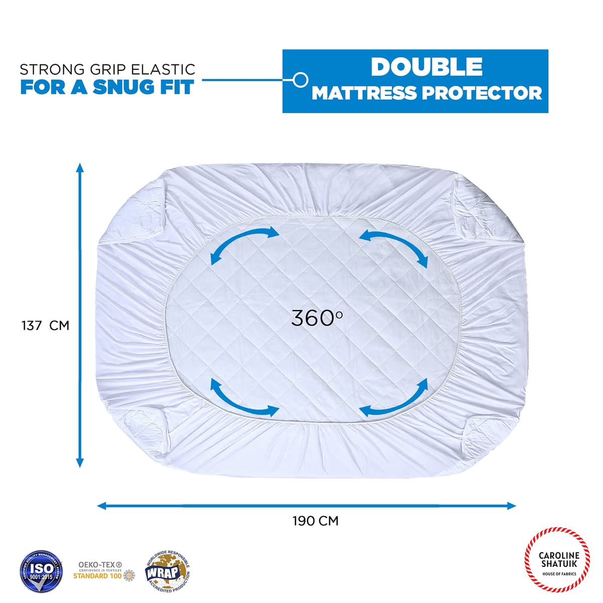 Caroline Shatuik Mattress Protector Double Bed Extra Deep fitted 40cm Stretch Skirt Anti Allergy- Mattress Topper Cover(137 X 190cm) Not Waterproof — view 2