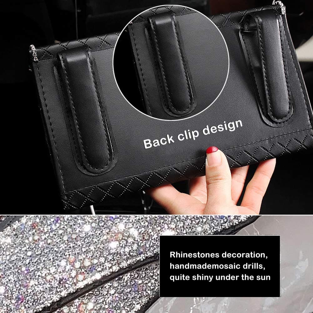 eing Car Neck Pillow Breathable Auto Head Neck Rest Cushion Bling Crystal Relax Neck Support Headrest Comfortable Soft Pillows for Travel Car Seat & Home - 2 Pack PU Leather — view 5