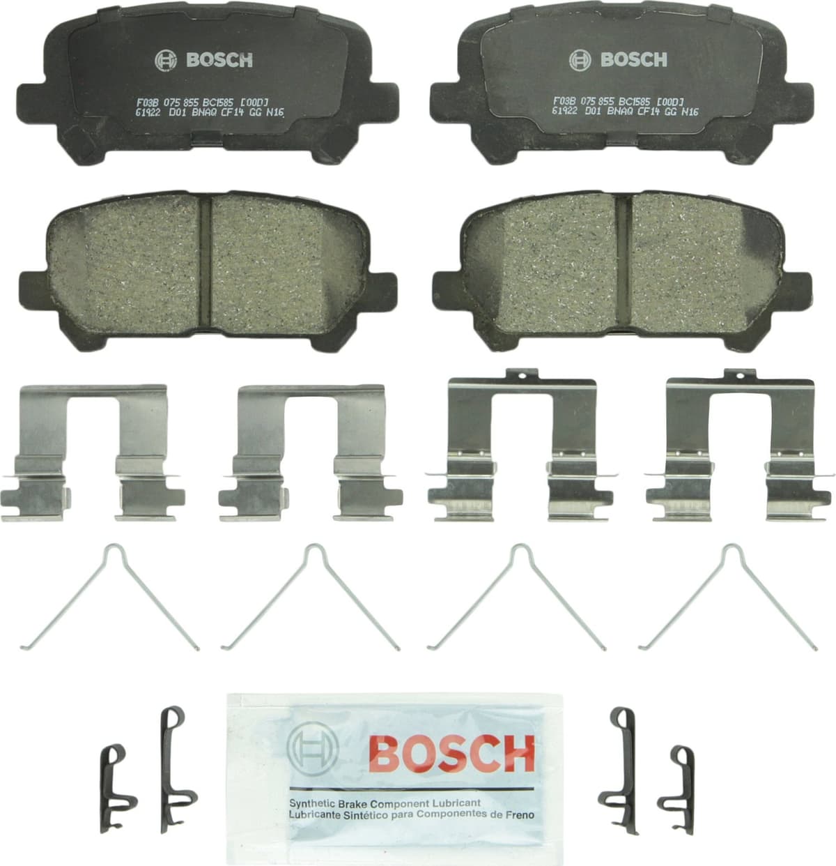 Bosch BC914 QuietCast Premium Ceramic Disc Brake Pad Set For: Acura ILX; Honda Accord, Civic, CR-V, Element, Fit, Front — view 225