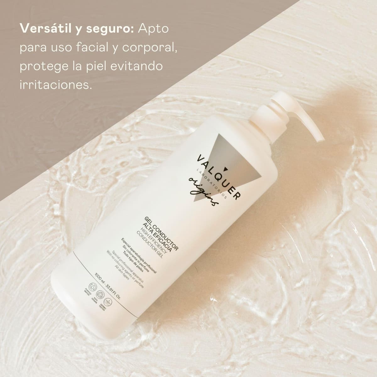 VALQUER Gel Conductor de Ultrasonidos Facial y Corporal | Uso Profesional en Radiofrecuencia, Depilación Láser, Microcorrientes, IPL y Cavitación | Base Agua, Incoloro e Inoloro | 1 L — view 4