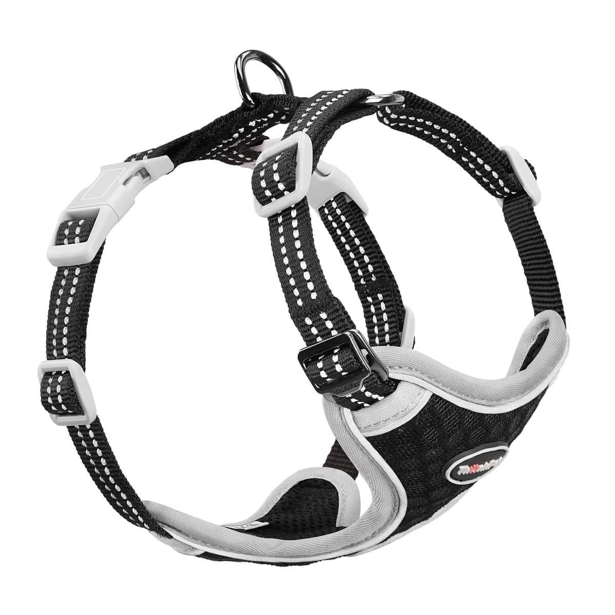 ThinkPet Reflective Breathable Soft Air Mesh No Pull Puppy Choke Free Over Head Vest Ventilation Harness for Puppy Small Medium Dogs (Black,L) — view 20