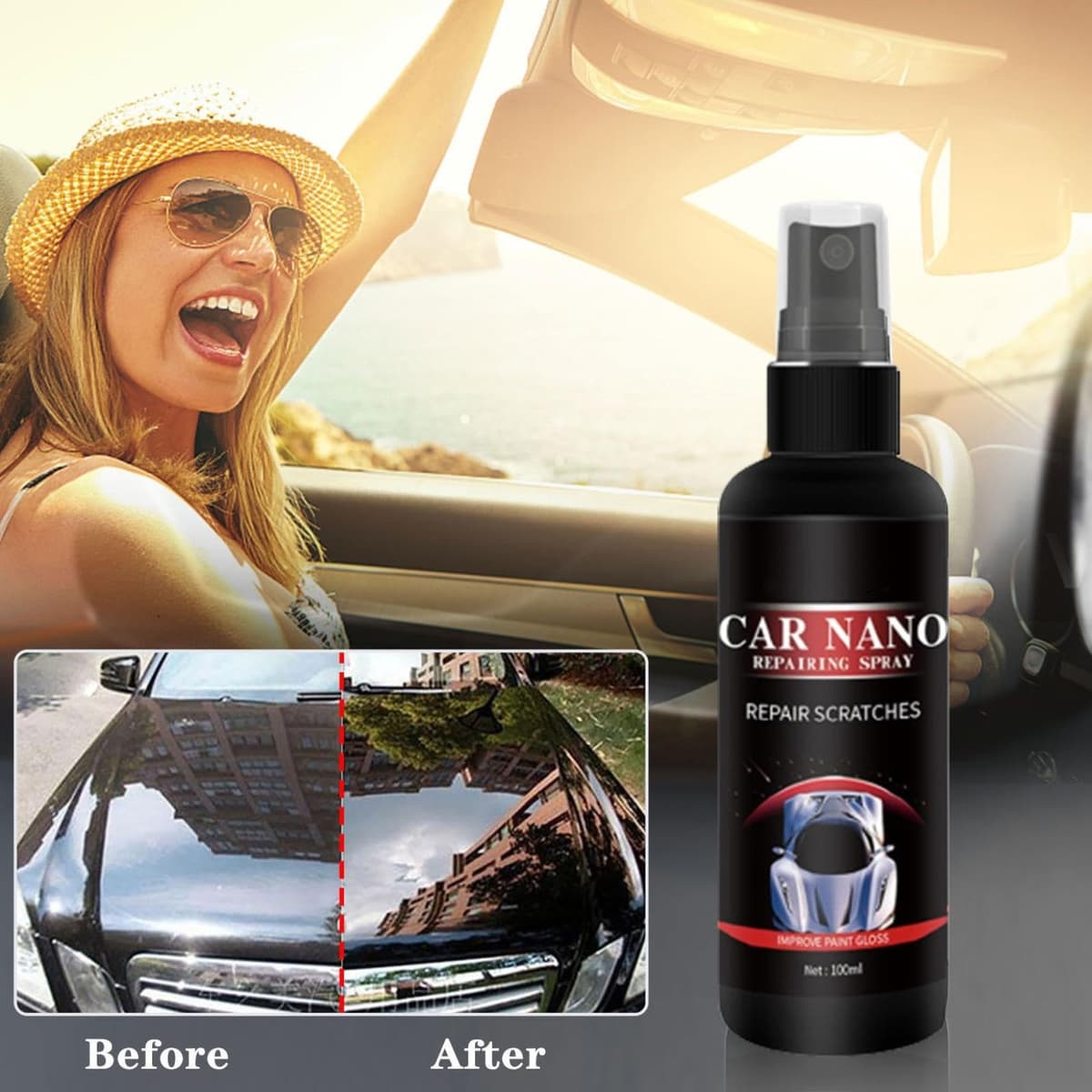 Nurafix Nano Car Scratch Removal Spray, Nurafix Car Scratch Repair Spray, Scratch Remover Kit for Cars, Nano Car Polish Spray Nanotech for Deep Scratch and Swirl Mark Removal (1PC) — view 2